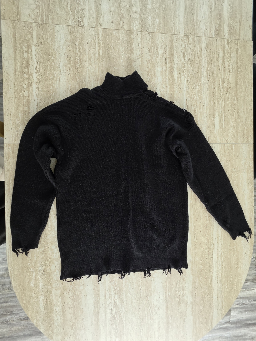 Forever 21 Black Distressed Turtleneck Sweater